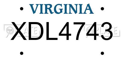 XDL4743 Virginia License Plate