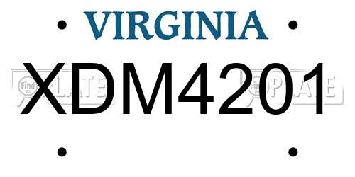 XDM4201 Virginia License Plate
