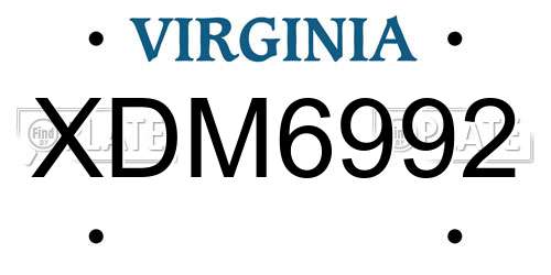 XDM6992 Virginia License Plate