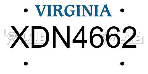 XDN4662 Virginia License Plate