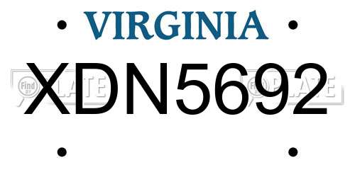 XDN5692 Virginia License Plate