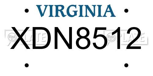 XDN8512 Virginia License Plate