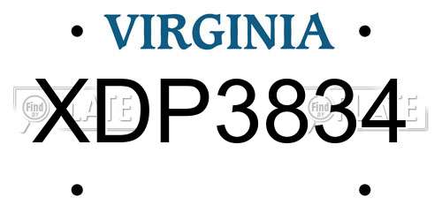 XDP3834 Virginia License Plate
