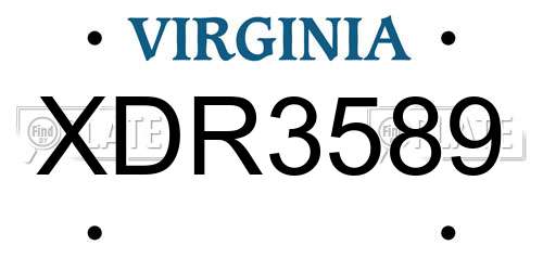 XDR3589 Virginia License Plate