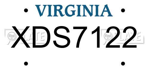 XDS7122 Virginia License Plate