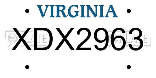 XDX2963 Virginia License Plate