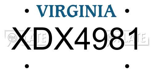 XDX4981 Virginia License Plate