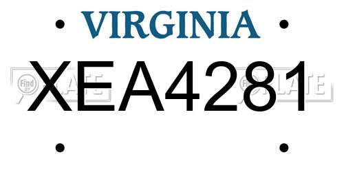 XEA4281 Virginia License Plate
