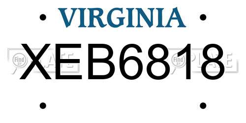 XEB6818 Virginia License Plate