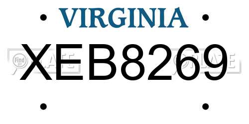 XEB8269 Virginia License Plate