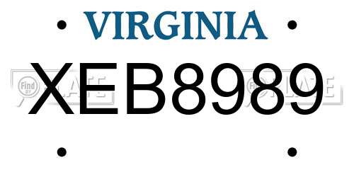 XEB8989 Virginia License Plate