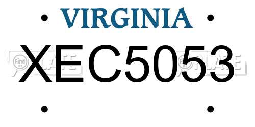 XEC5053 Virginia License Plate