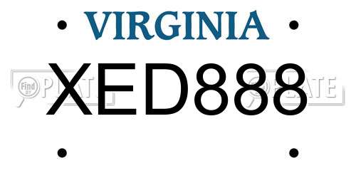 XED888 Virginia License Plate