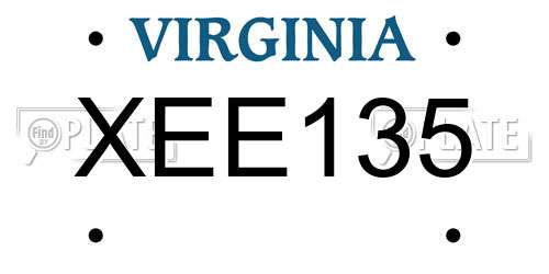 XEE135 Virginia License Plate