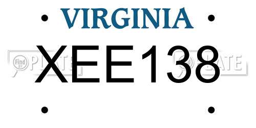 XEE138 Virginia License Plate