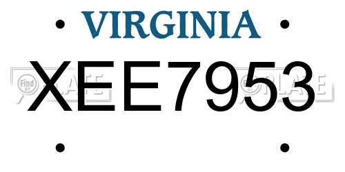XEE7953 Virginia License Plate