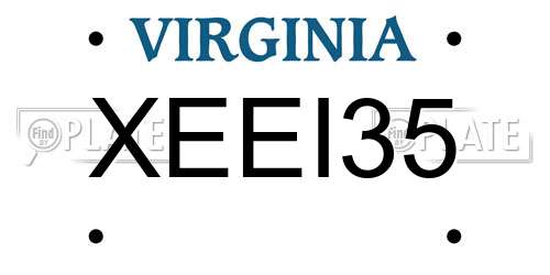 XEEI35 Virginia License Plate