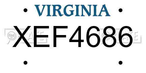 XEF4686 Virginia License Plate