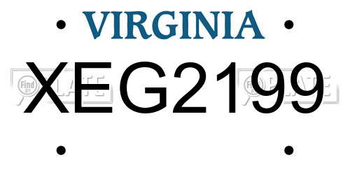 XEG2199 Virginia License Plate