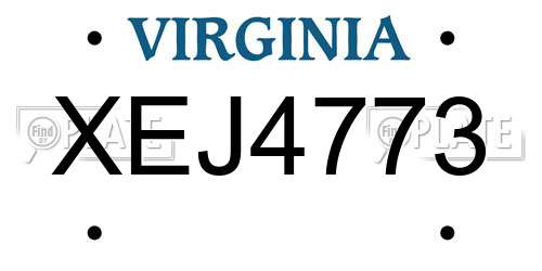 XEJ4773 Virginia License Plate