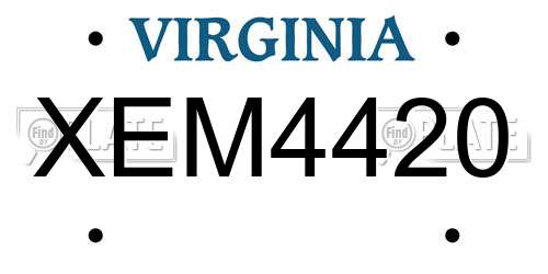 XEM4420 Virginia License Plate