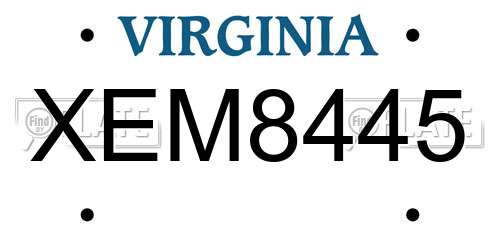 XEM8445 Virginia License Plate