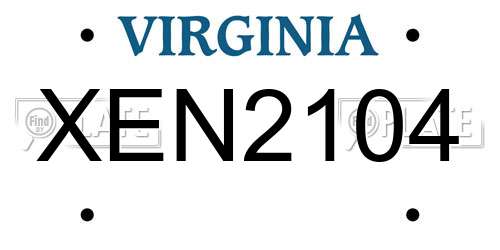 XEN2104 Virginia License Plate