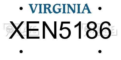 XEN5186 Virginia License Plate