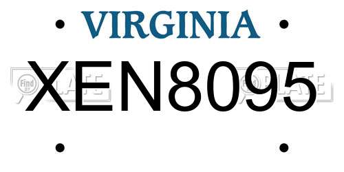 XEN8095 Virginia License Plate