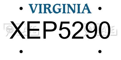XEP5290 Virginia License Plate