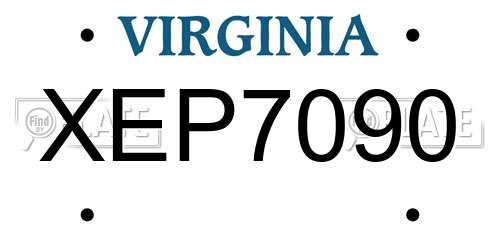XEP7090 Virginia License Plate