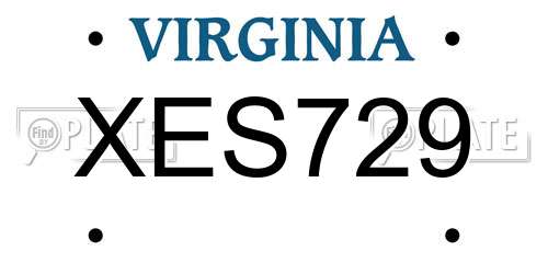 XES729 Virginia License Plate