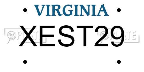 XEST29 Virginia License Plate