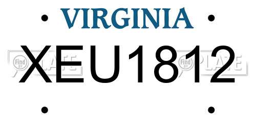 XEU1812 Virginia License Plate