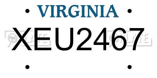 XEU2467 Virginia License Plate