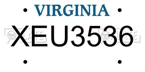 XEU3536 Virginia License Plate