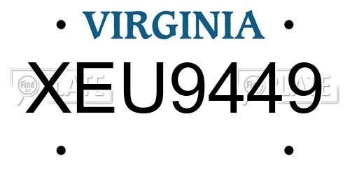 XEU9449 Virginia License Plate
