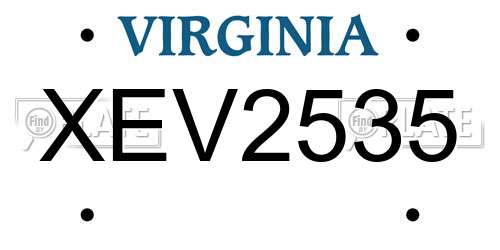 XEV2535 Virginia License Plate