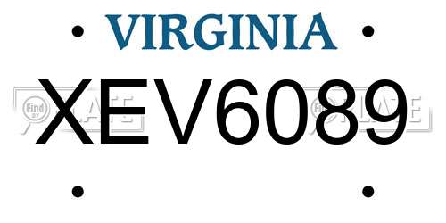 XEV6089 Virginia License Plate