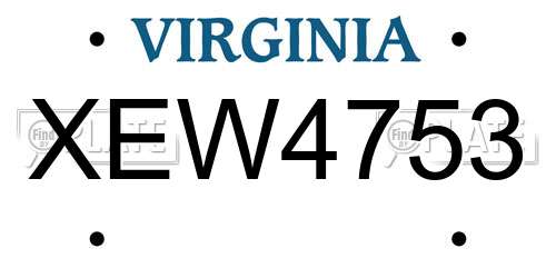 XEW4753 Virginia License Plate