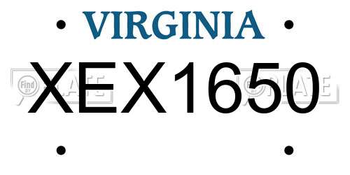 XEX1650 Virginia License Plate