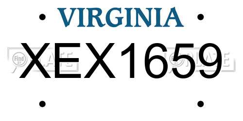 XEX1659 Virginia License Plate