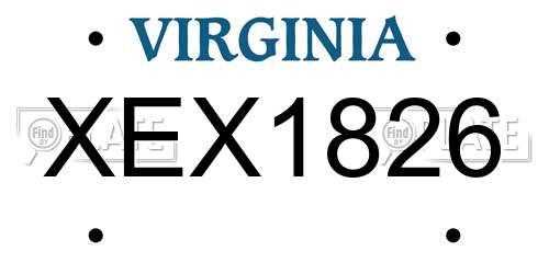XEX1826 Virginia License Plate