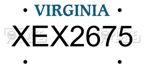 XEX2675 Virginia License Plate