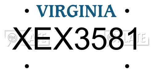 XEX3581 Virginia License Plate