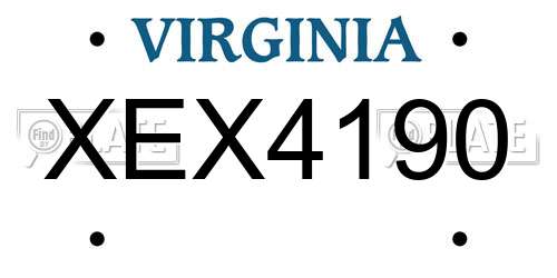 XEX4190 Virginia License Plate