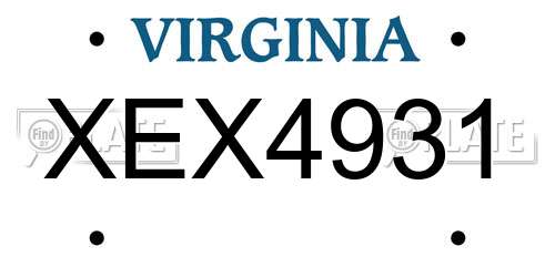 XEX4931 Virginia License Plate