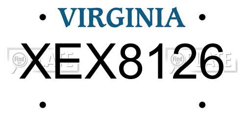 XEX8126 Virginia License Plate