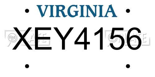 XEY4156 Virginia License Plate