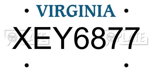 XEY6877 Virginia License Plate